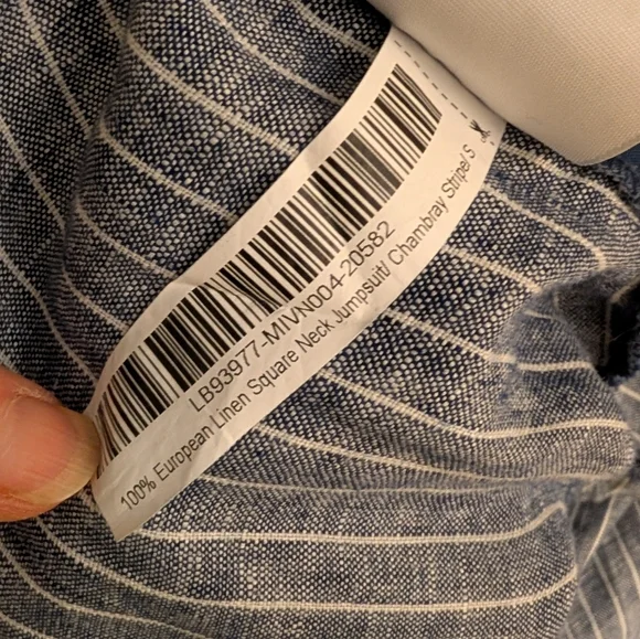 Quince 100% European Linen Square Neck Jumpsuit chambray stripes size Small - Picture 7 of 8